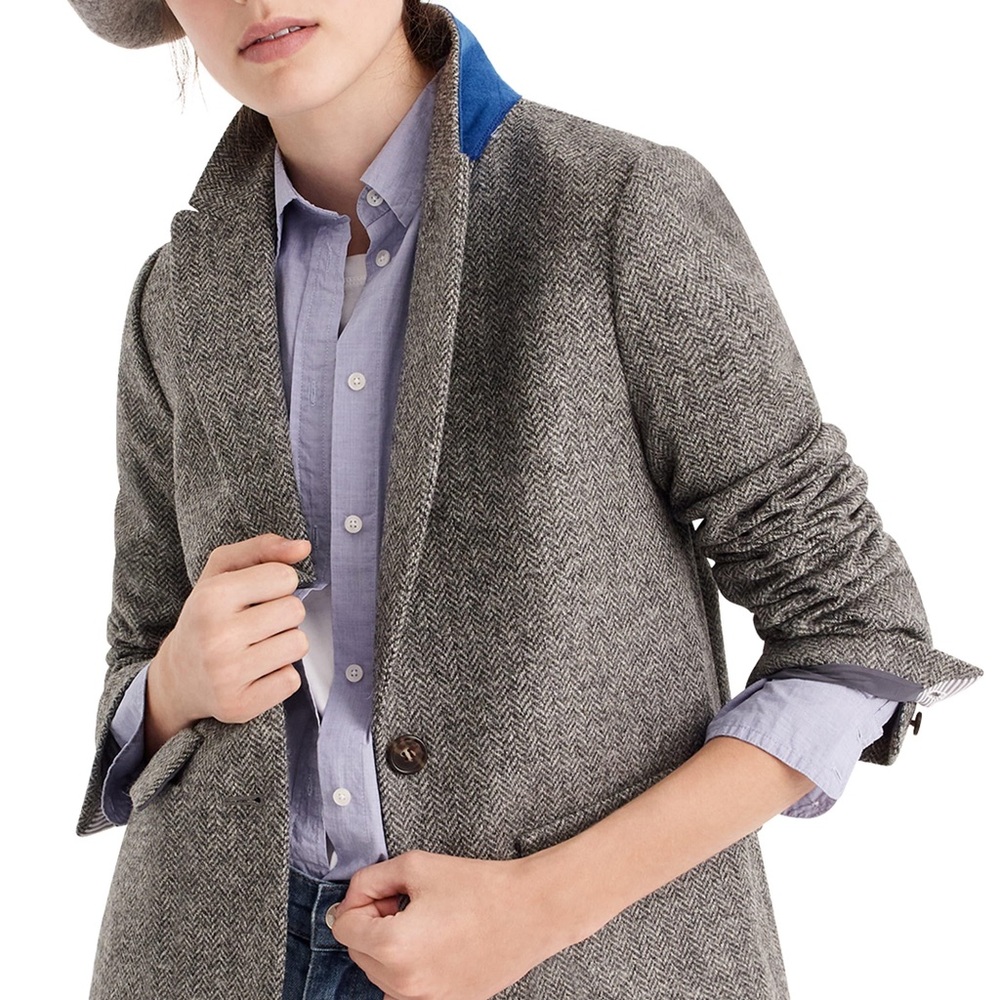 Jcrew grey wool herringbone blazer, size 6